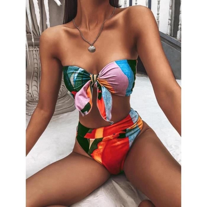 Bikini Dolce & Gabbana Noir Rouge Rose Taille L - Imprimé Fleurs, Bonnet D, Neuf