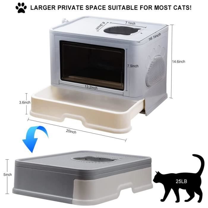 Comparer les prix de Bac à litière pour animaux domestiques - OHMG - Tiroir design détachable - Gris