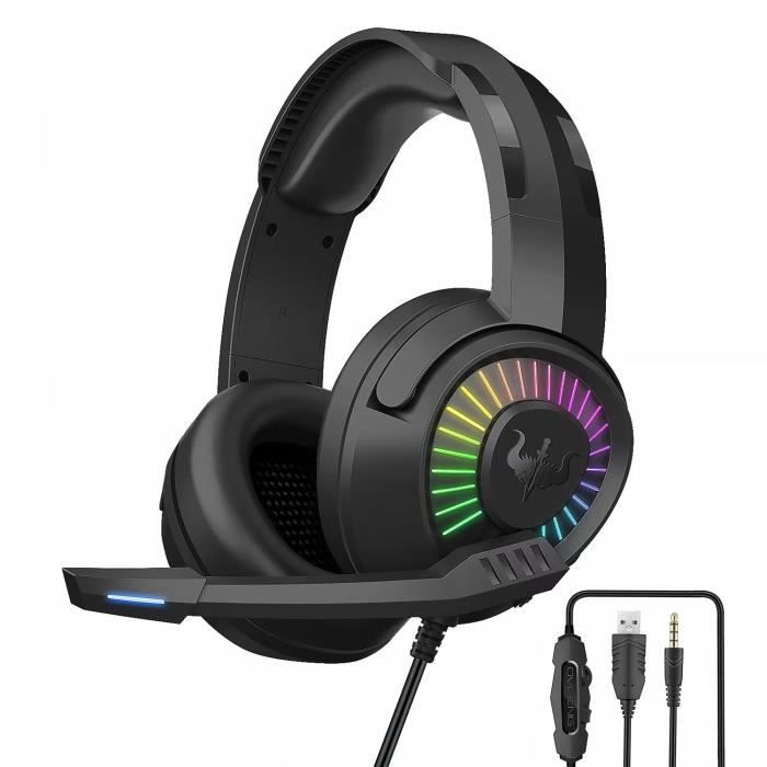 Ovleng GT67 noir avec micro et retro éclairage LED pour PC & consoles - Haut-parleur 40mm - Contrôle du volume - vue 1