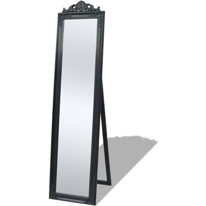 Miroir sur pied Style baroque 160 x 40 cm Noir