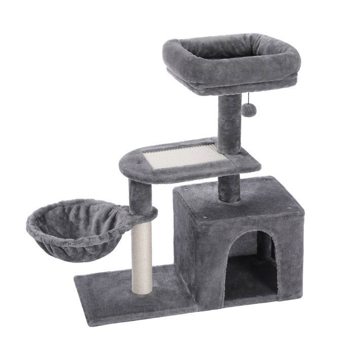 Comparer les prix de PAWZ Road Arbre à Chat pour Chatons multifonction Poteau griffoir Coussin Amovible Hamac Suspendu pompon remplaçable 80cm