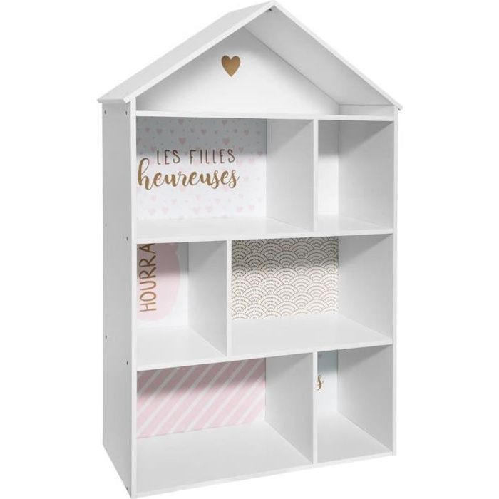 Etagere Enfant Forme Maison 7 Cases Rose L 73 5 X L 30 X H 114 Cm Achat Vente Etagere Bibliotheque 5902326149812 Cdiscount