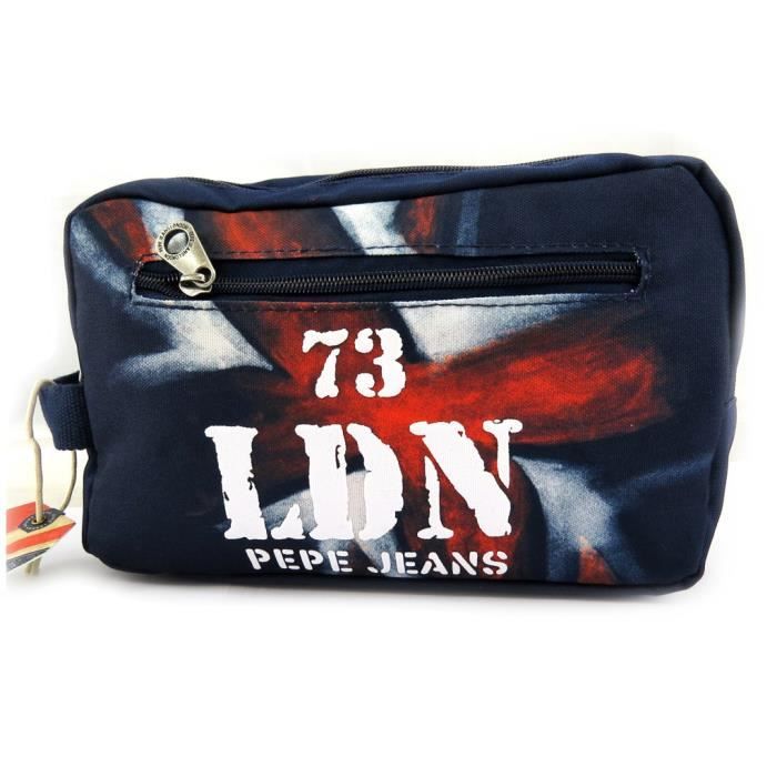 Trousse Triple Compartiments Pepe Jeans Lena – Bleu Denim – Polyester – 22x12x5 Cm – Parfaite Pour Organisation