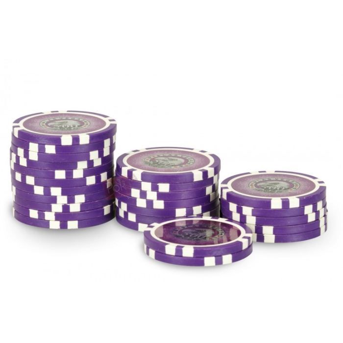 POKEO – Rouleau De 25 Jetons Laser Las Vegas $5 – Rouge – Polypropylène 11,5g Avec Insert Métal