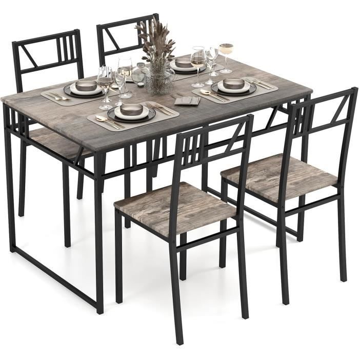 Ensemble Salle à Manger SogesHome - Table 108x65x73 Cm + 4 Chaises - Bois MDF - Design Simple Et Moderne