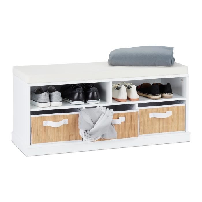 Relaxdays Banc A Chaussures Etagere Rangement Banquette A 3