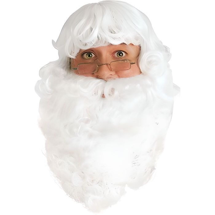 Barbe nylon blanche Père Noël - RUBIES - Adulte - Blanc