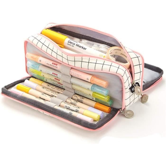 COLOCASTLE Trousse à Crayons Avec 3 Compartiments, Trousse à Crayons De Grande Capacité, Trousse Pour L'école Et Le Bureau, Fournitures Scolaires, Trousse à Crayons, Convient Aux Adolescents