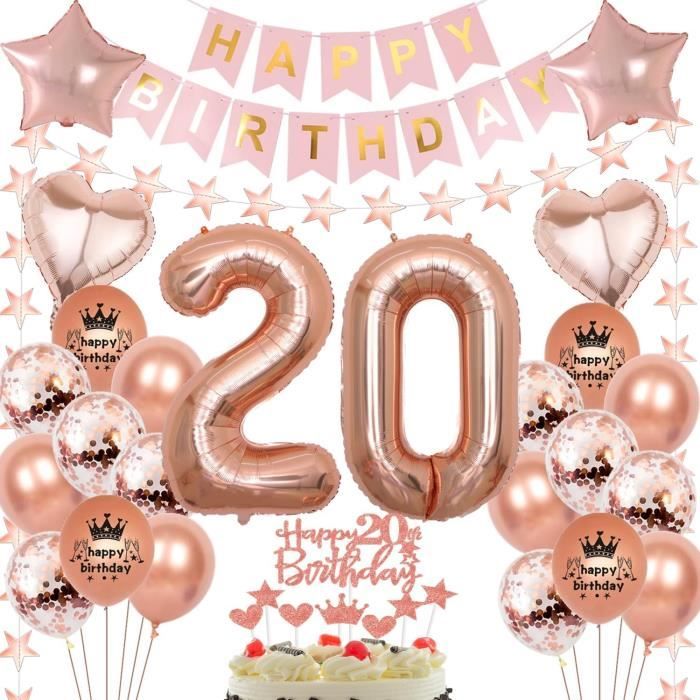 Or Rose 20e Décorations D'anniversaire - Bannière, Madagascar