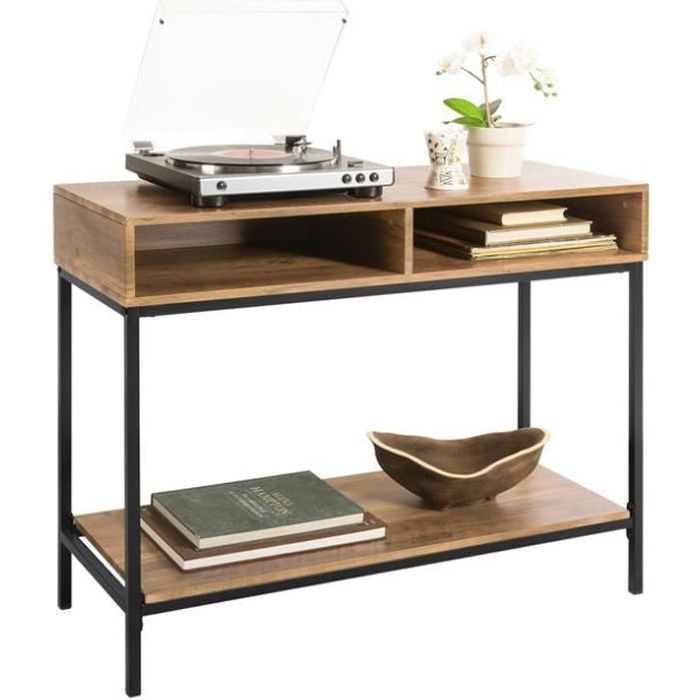 LIFEZEAL Table Console 120cm Style Industriel - Meuble Entrée Avec Rangement - Blanc