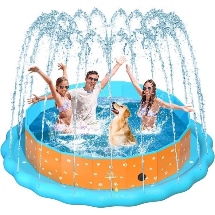 OBOVO Très Grande Piscine pour Chien avec Jet d'eau, 160x30 cm Splash ...