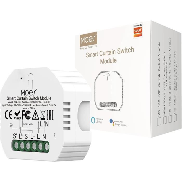Module Volet Roulant Intelligent SomLife – Compatible WiFi 2,4GHz & Application Tuya – Contrôle Vocal Alexa/Google