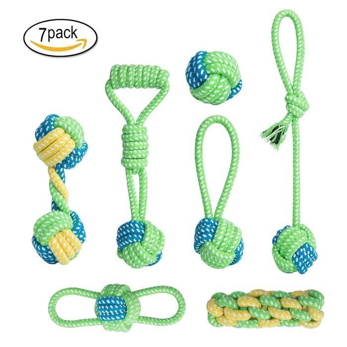 Comparer les prix de 7 PCS Corde de Jeu Jouets Tricot à Pet Rope Chew Toy Teaser Molar Teether Chiens Chats Accessoires pour Nettoyage de dents Molaire