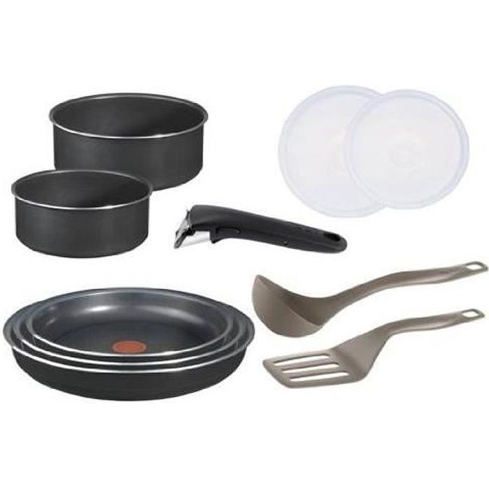 Tefal Ingenio 5 Batterie De Cuisine Set De 10 Pieces Antiadhesif Aluminium Noir 2 Casseroles 16 18 Cm 3 Poeles 20 22 26 Cm Achat Vente Casserole Tefal Ingenio 5 Batterie De Cdiscount