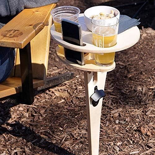 Table à Vin Extérieure Pliable - Support Bouteille Et Verres, Pique En Fibre De Verre, Pour Pique-nique, Plage, Camping
