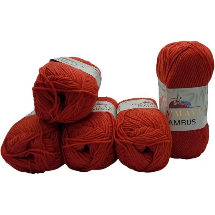 Utopia Crafts Re-Cotton Lot De 5 Pelotes Fil à Tricoter 100g Rouge Écarlate - Coton Recyclé Doux Et Écologique