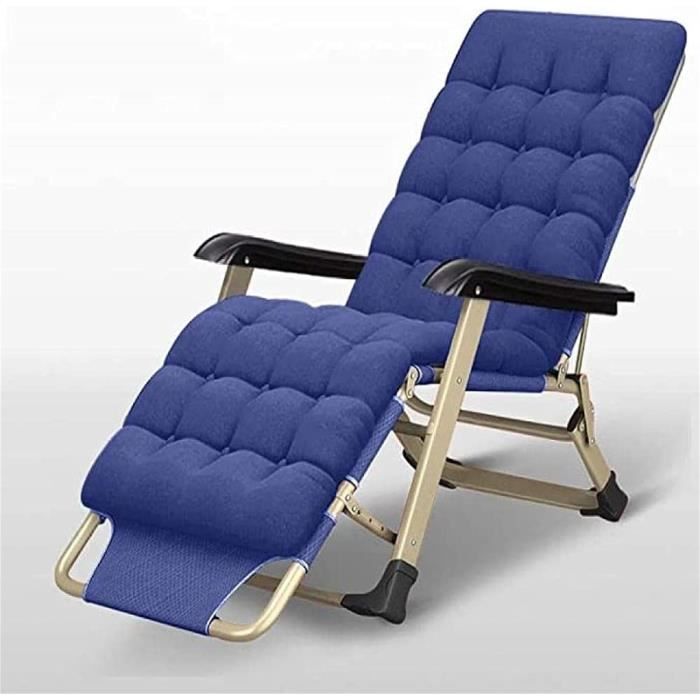 Chaise Longue Jardin Pliante Extra Large Avec Coussin - Transat Zéro Gravité, Porte-Gobelet, Réglable