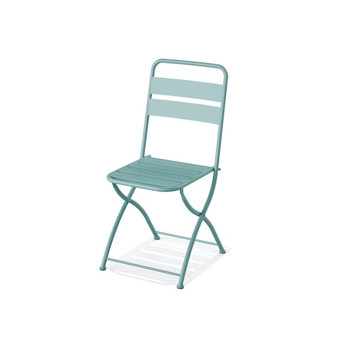Chaise de Bistrot Pliable en Métal Breeze - lot de 2 - Veba - Bleu - l44- L52- P1- h87- Acier revêtu