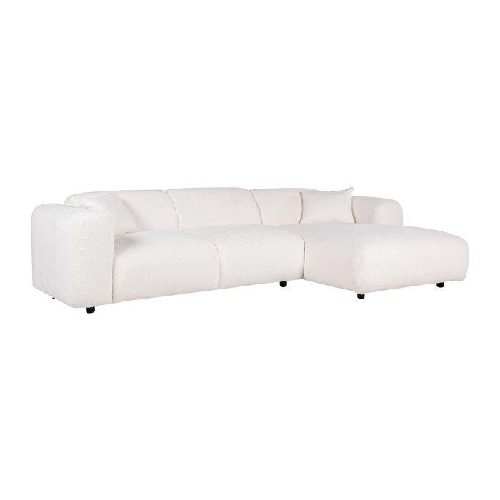 Grand canapé dangle droit en tissu bouclette blanc POGNI de Maison Céphy