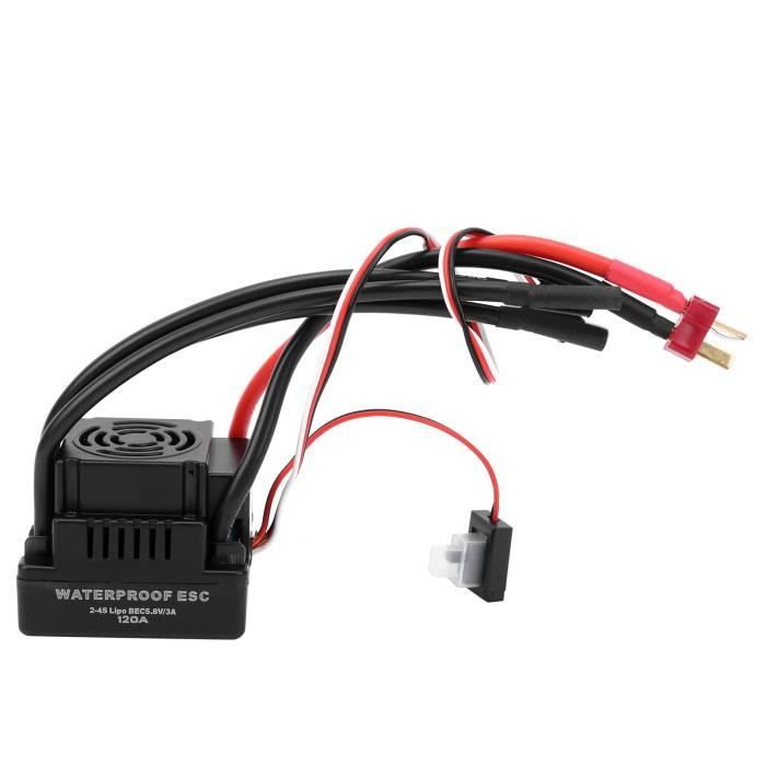 Brushless ESC, Contrôleur de Vitesse électronique 120A étanche RC ESC Adapté pour Voiture 1/8 RC(Prise en T