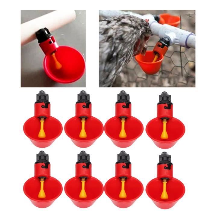 10 Gobelets à Eau Auto-remplissants Pour Poules Et Petits Animaux - Abreuvoir Automatique Réglable, Facile à Nettoyer - 8