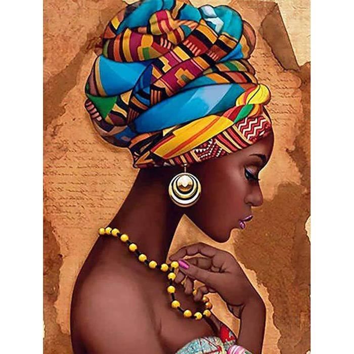 Diy 5D Diamant Peinture Par Numéro Kit Femme Africaine Forage