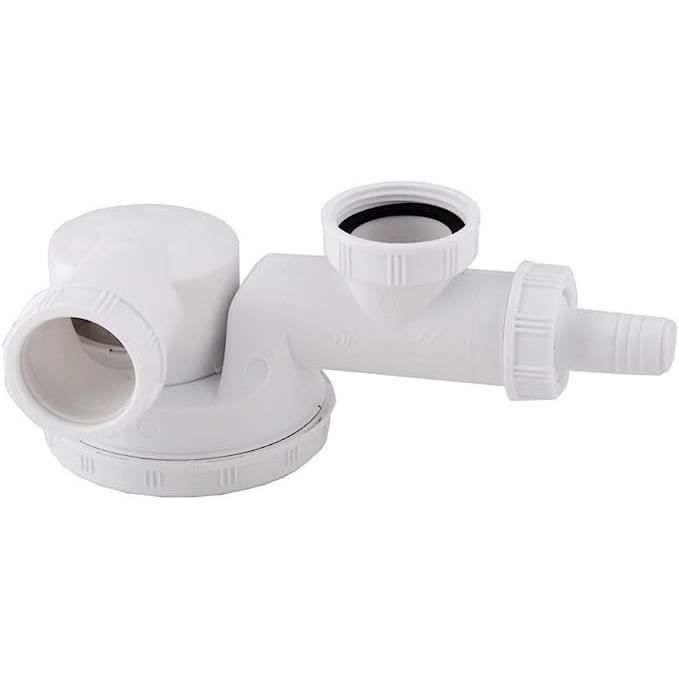 Wirquin Siphon Évier Gain De Place Espace – Ultra-Plat 95 Mm – Garde D'Eau 50 Mm – Sortie Ø40 Orientable