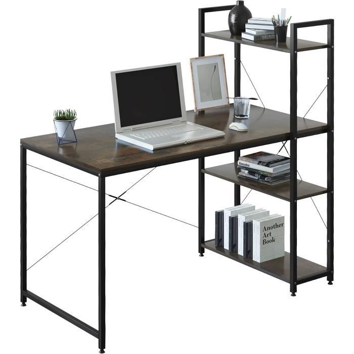 Woltu Table De Bureau En Bois Et Acier Bureau D Ordinateur Avec Etagere De Rangement 120x64x120 Cm Noir Rouille Achat Vente Plateau De Table Woltu Table De Bureau En Bois Cdiscount