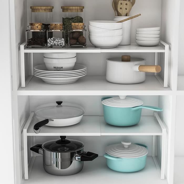 Étagère Extensible Métal Blanc 36-60cm - Organiseur Cuisine Et Salle De Bain