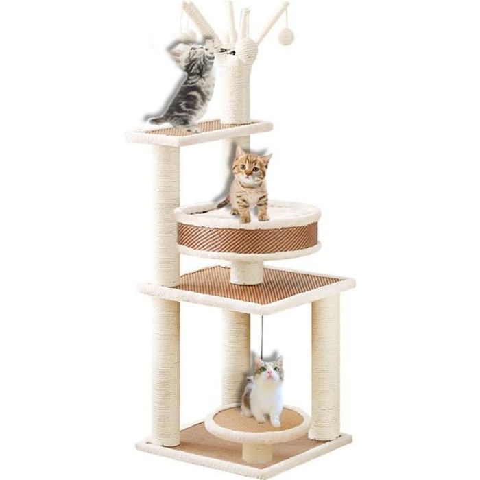 Yolistar Arbre A Chat Grande Taille Griffe De Chat Cadre D Escalade De Chat Tour Avec 3 Perches Hauteur 1 Cm Cdiscount Animalerie