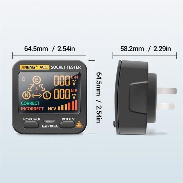 Testeur De Prise Électrique EU 220V Avec Écran LCD Couleur – Analyseur De Circuit, Détecteur De Tension, Polarité, Terre Et Fuite RCD