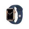 Apple Watch Series 7 GPS + Cellulaire - 45mm - Boîtier acier inoxidable Or - Bracelet Sport bleu abysse-1