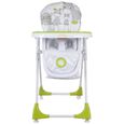 Lux Chaise Haute Pliable pour Bebé Enfant Unisexe 6-36 Mois Réglable à 6 Hauteurs Blanc Vert avec Animaux Dossier Réglables-1