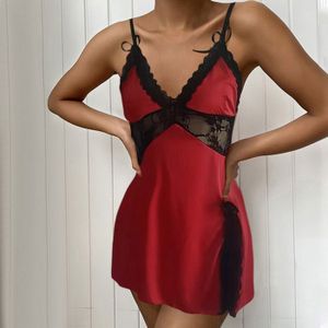 Chemise De Nuit Femme Dentelle Et Satin - Dos Nu Réglable - Taille S à XXL