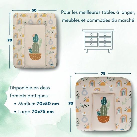 Matelas à Langer Bébé Portable 50x70cm - Impermeable Absorbant Lavable
