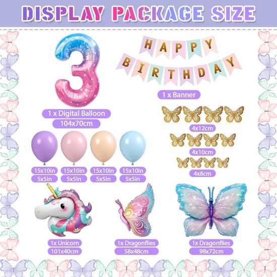 Ballon Licorne Géant – Déco Anniversaire Fille – Ballons Arc-en-ciel, étoiles Et Cœurs – Réutilisables, Remplissage Air Ou Hélium