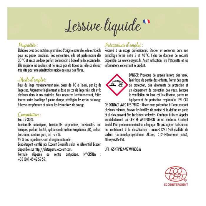 Classification 2 Lessive Lessive liquide linge Ecocert en vrac au Kg - Cdiscount Electroménager