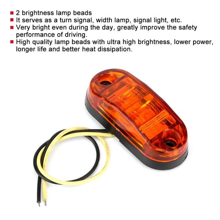 10pcs LED 12V Feux De Gabarit Latéraux Orange Lumineux Pour Remorque E13  Marqué