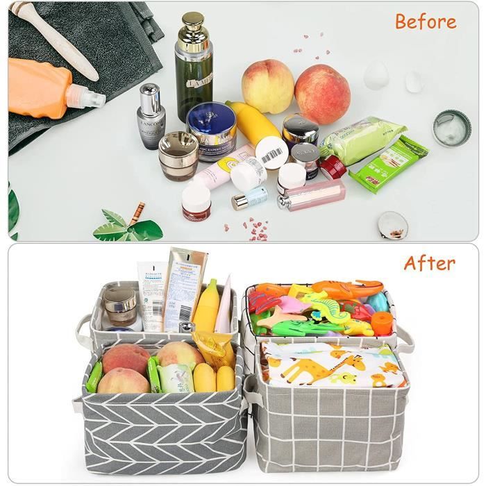 Lot de 4 mini paniers de rangement pliants, empilables, mignons