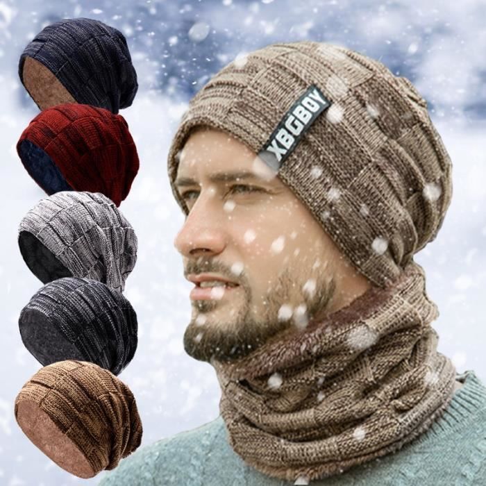 Bonnet de ski pour homme - En peluche fine - Bonnet d'hiver en maille  côtelée - Léger - Doux et confortable - Pour femme - Respirant - Coupe-vent  