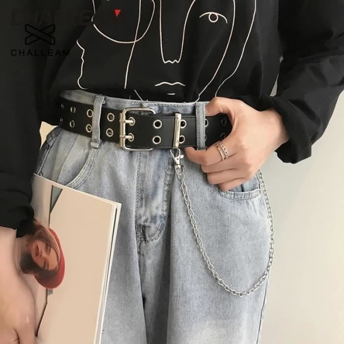 Taille libre 297 coffee Ceinture En Cuir Pu Boucle Noire
