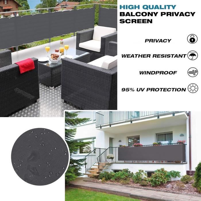 Brise Vue Balcon Occultant 130x200 Cm Vert Foncé - Résistant Au Vent Et Aux Déchirures - Bâche Protection Intimité Avec Serre-Câbles Pour Jardin Et Terrasse