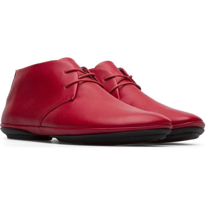 Bottines Femme CAMPER Right Nina K400221 022 Daim Nubuck Rouge Lacets Semelle Rouge Rouge Cdiscount Chaussures