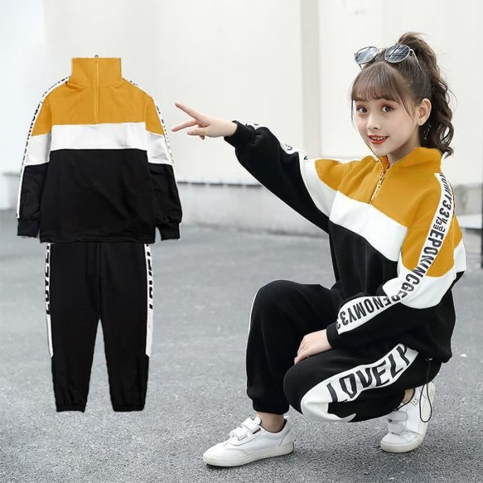ensemble de v tements pour filles Costume de sport d automne et d hiver pour enfants Jaune
