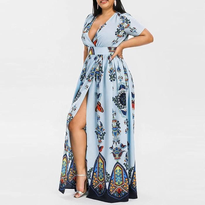 Robe Soirée Mousseline Ever-Pretty - Col V Manches Volants | Taille Grande | EP09890-PL