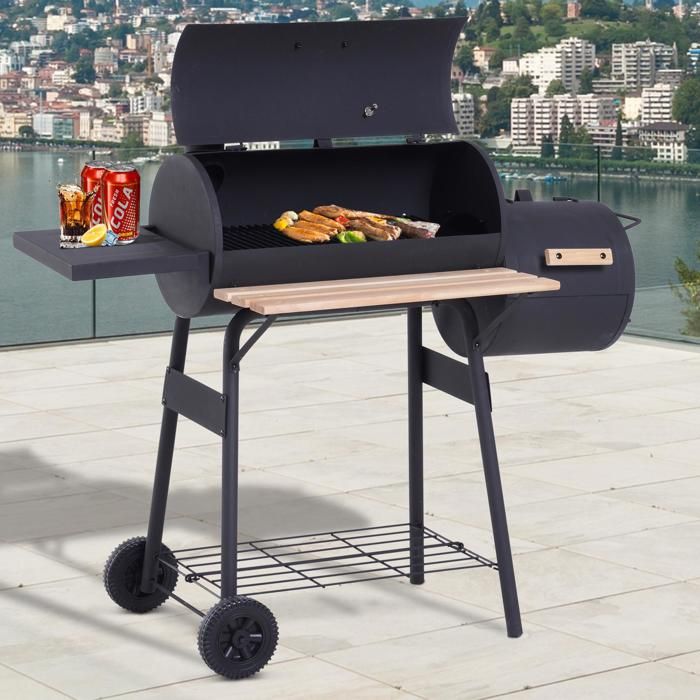 Barbecue Charbon De Bois Design Contemporain - Grill, Four Et Fumoir En Acier Céramique Noir