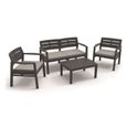Salon extérieur - DMORA - 2 fauteuils 1 canapé 1 table basse - Couleur anthracite - Made in Italy-2