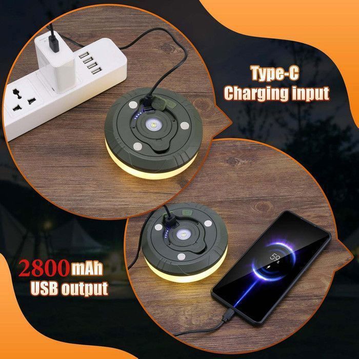 Guirlande Lumineuse Camping Solaire 10m + USB - IP65 étanche, 8 Modes, Batterie 2800mAh Power Bank - Pour Tente, Jardin, Randonnée