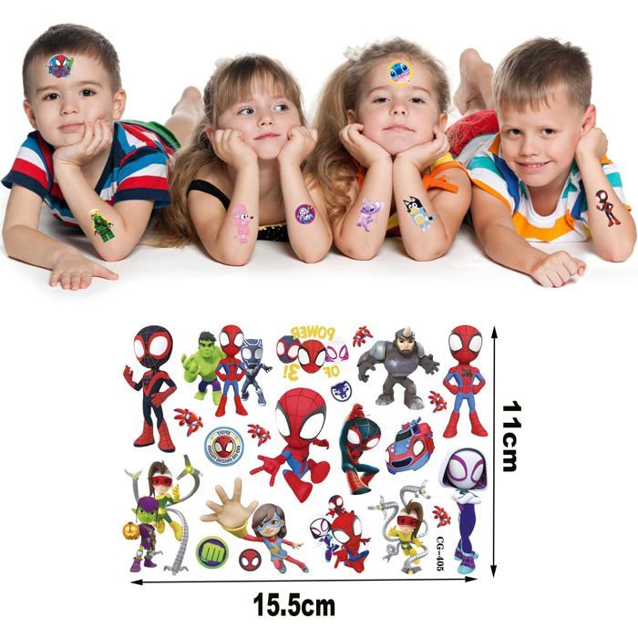 Kit Masques Et Tatouages Super-héros Pour Enfants – 10 Masques En Feutre, 12 Bracelets Slap, 4 Planches De Tatouages Temporaires – Idéal Pour Anniversaire Et Déguisement