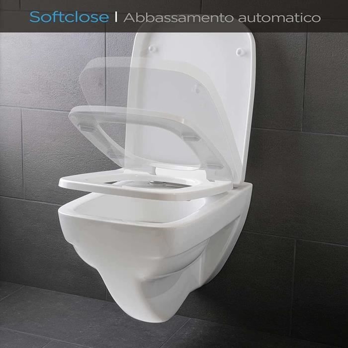 Abattant De Toilette Rectangulaire Blanc Avec Frein De Chute, Lunette Wc  Clipsable, Amovible, Ergonomique En Polypropylène, I[q1117] - Cdiscount  Bricolage